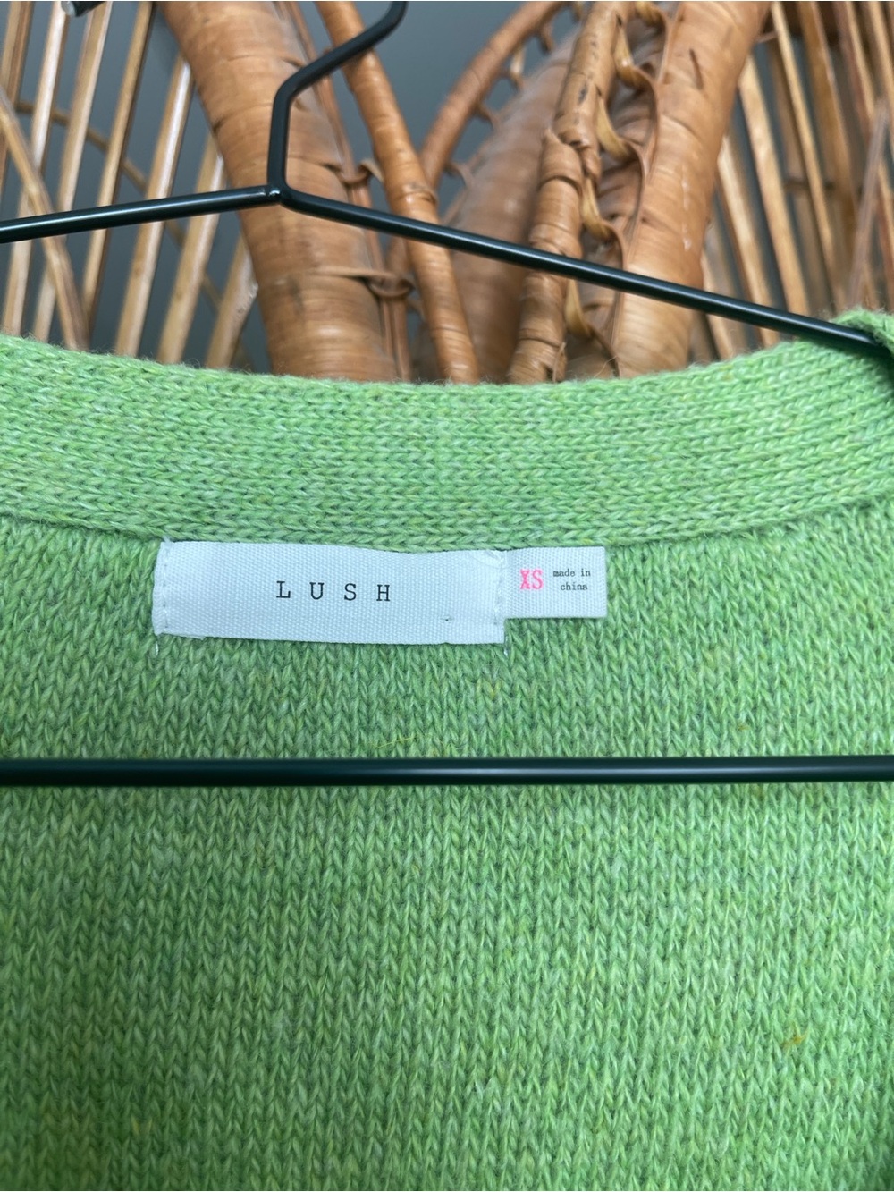 Lush Cropped V-Neck Button Front Sweater Cardigan in Salad Greens - Picture 3 of 8